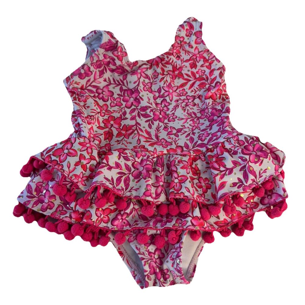 Nicole Miller New York Swim Suit Girls Size 2T Floral One Piece Bathing Suit
